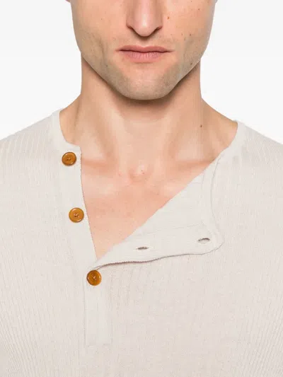 Vivienne Westwood Crewneck Sweater With Asymmetric Button Detail In Neutral