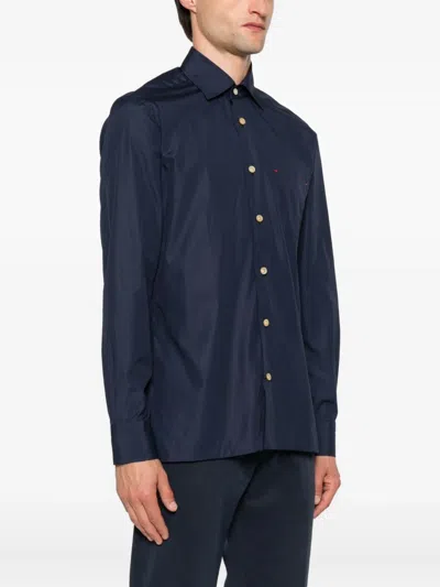 Kiton Button-down Shirt Pocket In Blue