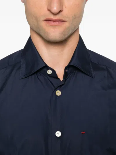 Kiton Button-down Shirt Pocket In Blue