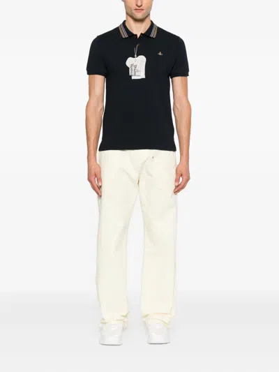 Vivienne Westwood Classic Cotton Pique Polo Shirt In Black