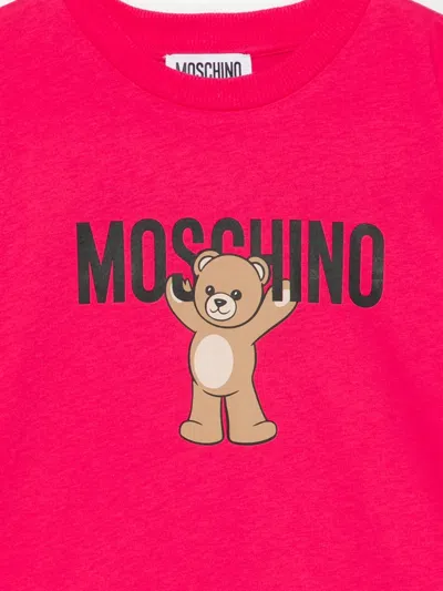 Moschino Teddy-print Cotton T-shirt In Pink