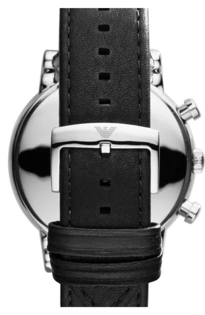 Emporio Armani Chronograph Leather Strap Watch, 46mm