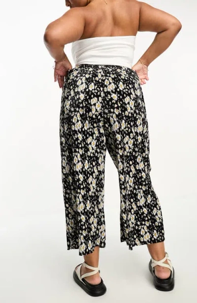 Asos Design Curve Floral Plissé Wide Leg Pants