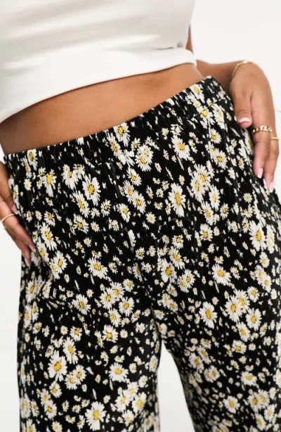 Asos Design Curve Floral Plissé Wide Leg Pants