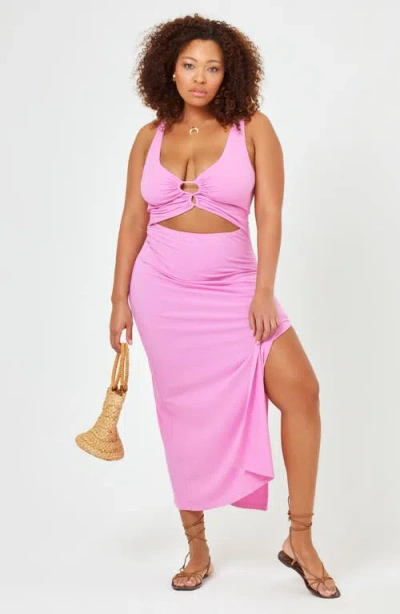 L*space Camille Front Loop Cutout Midi Dress In Hottest Pink In Pink