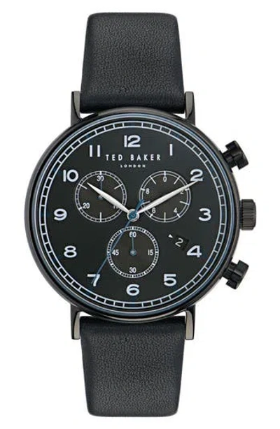 Ted Baker Men's Barnett Backlight Stainless Steel & Leather Strap Chronograph Watch/41mm