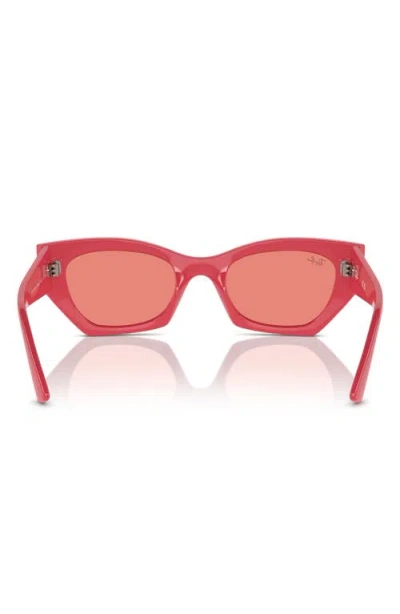 Ray Ban Zena Bio-based Sunglasses Red Cherry Frame Pink Lenses 52-22