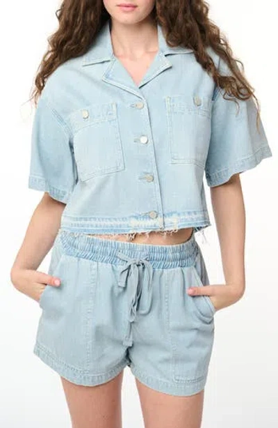 Blanknyc Cropped Boxy Denim Shirt