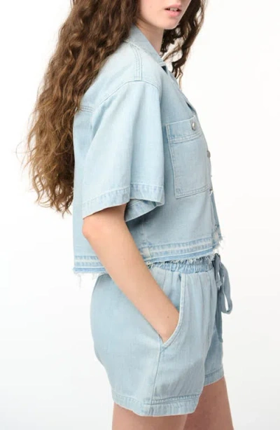 Blanknyc Cropped Boxy Denim Shirt