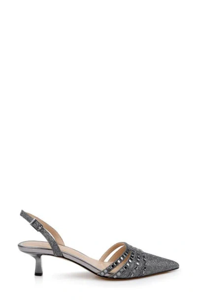 Jewel Badgley Mischka Katalina Slingback Pointed Toe Kitten Heel Pump