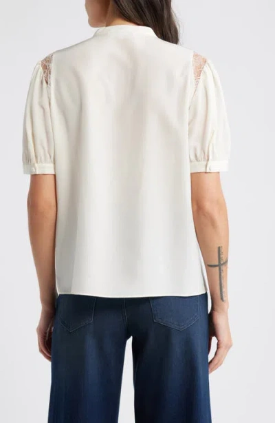 Frame Gillian Silk Collared Puff-sleeve Top