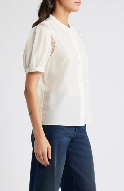 Frame Gillian Silk Collared Puff-sleeve Top