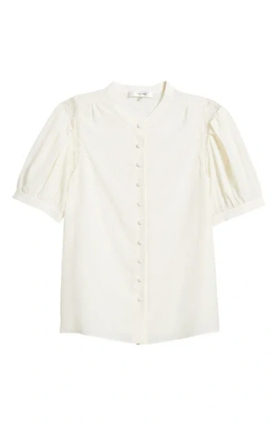Frame Gillian Silk Collared Puff-sleeve Top