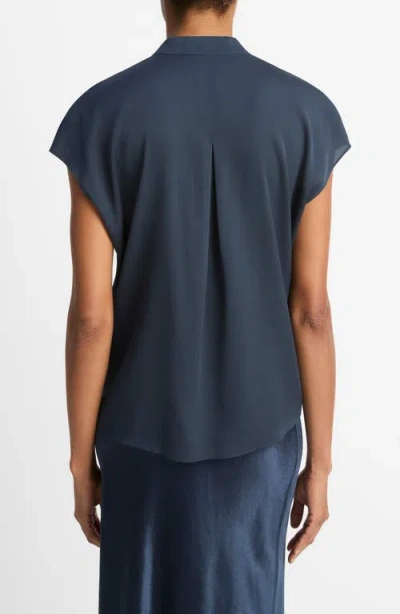 Vince Contrast Blouse In Blue