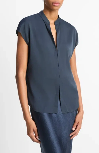 Vince Contrast Blouse In Blue