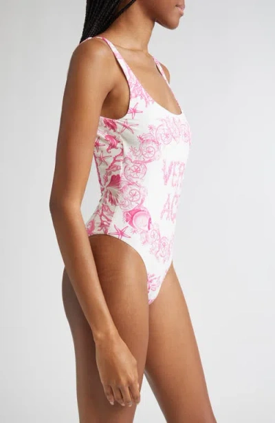 Versace Underwater Barocco One-piece Swimsuit In Pink