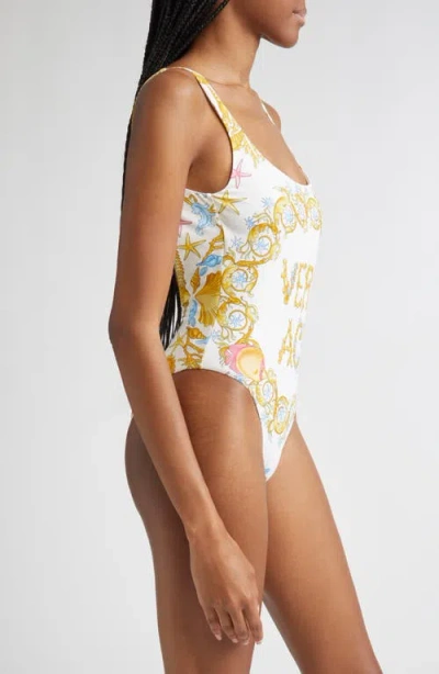 Versace Underwater Barocco One-piece Swimsuit In Yellow