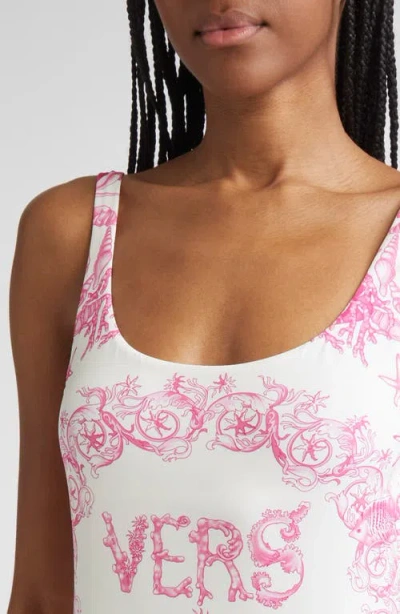 Versace Underwater Barocco One-piece Swimsuit In Pink