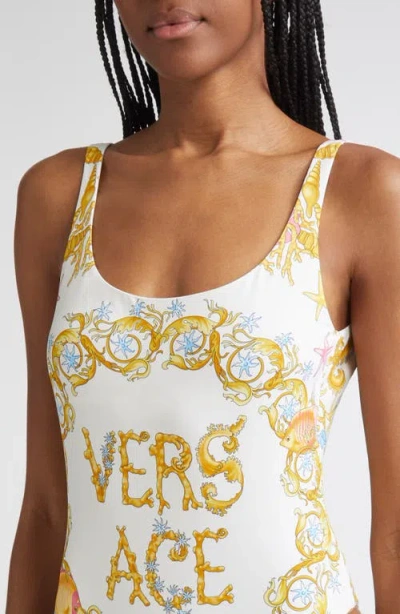 Versace Underwater Barocco One-piece Swimsuit In Yellow