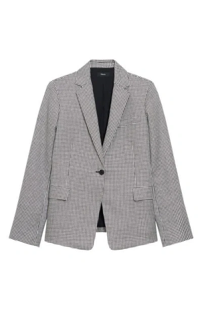 Theory B.mel Houndstooth Check Slim Fit Linen Blend Blazer