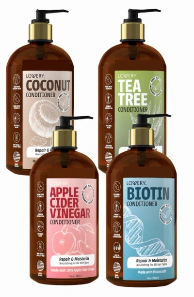 Lovery 4-pack Conditioner Set Biotin, Coconut, Apple Cider Vinegar & Tea Tree
