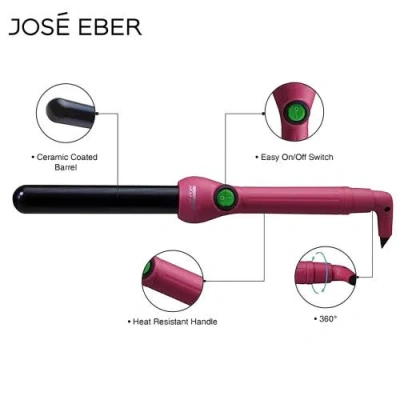 Jose Eber Clipless Curling Iron 1" (25mm) Pink, Ceramic Barrel, Ion Tech