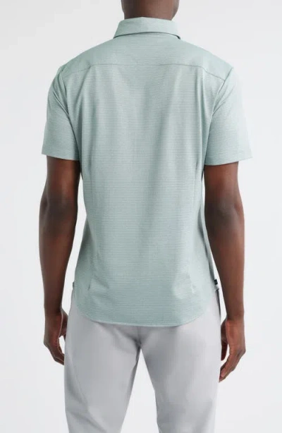 Mizzen + Main Mizzen+main Halyard Trim Fit Microprint Short Sleeve Performance Button-up Shirt In Green