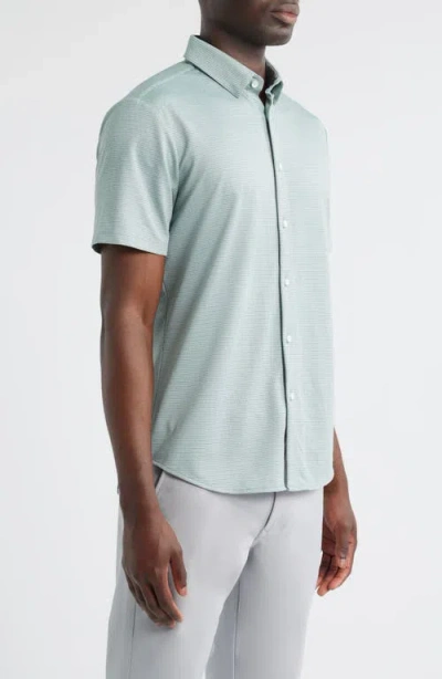 Mizzen + Main Mizzen+main Halyard Trim Fit Microprint Short Sleeve Performance Button-up Shirt In Green