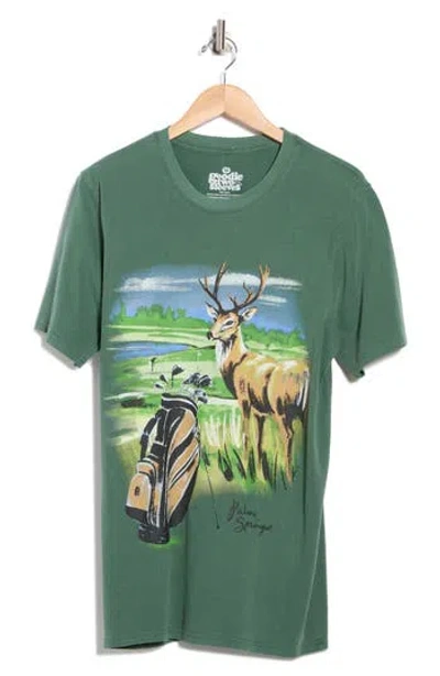 Goodie Two Sleeves Palm Springs Deer Graphic T-shirt In Green