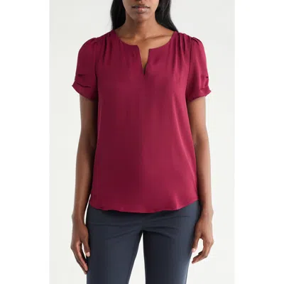 Dr2 By Daniel Rainn Pleated Sleeve Split Neck Blouse