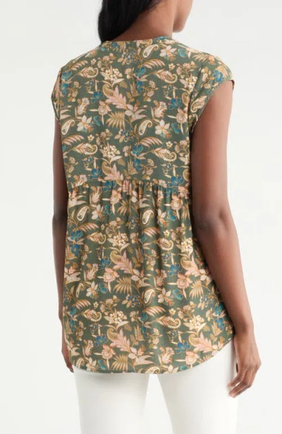 Dr2 By Daniel Rainn Flounce Back Split Neck Top
