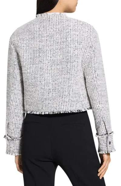 Theory Fray Trim Crop Tweed Jacket