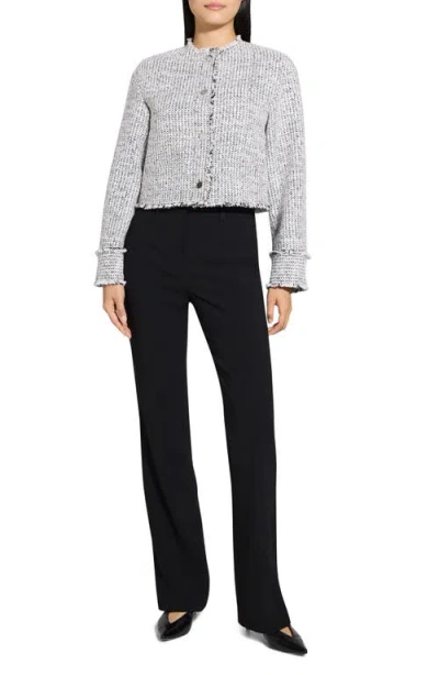 Theory Fray Trim Crop Tweed Jacket