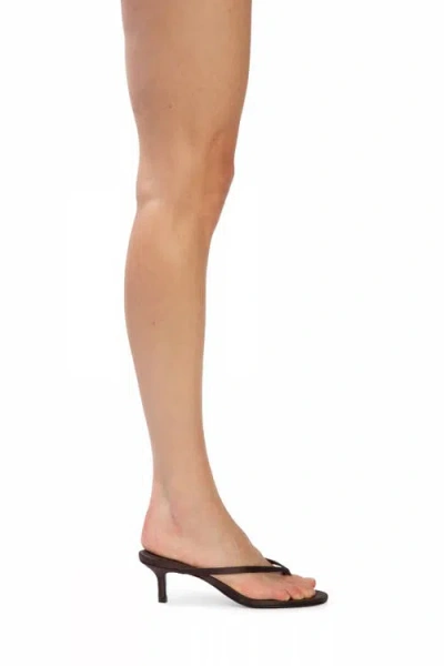 Black Suede Studio Tash 50 Satin Thong Sandal