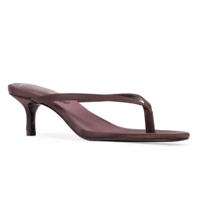 Black Suede Studio Tash 50 Satin Thong Sandal
