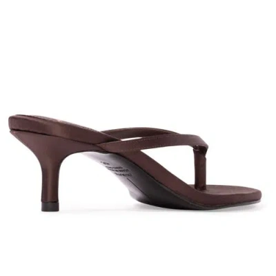 Black Suede Studio Tash 50 Satin Thong Sandal