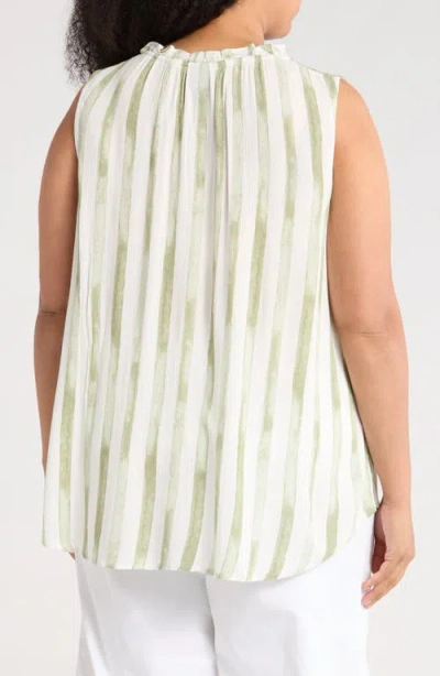 Bobeau Ruffle Spit Neck Sleeveless Top In Animal Print