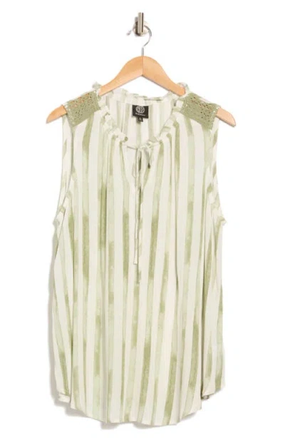 Bobeau Ruffle Spit Neck Sleeveless Top In Animal Print