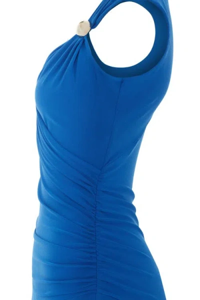 Nocturne Asymmetric Draped Cut-out Dress In Blue