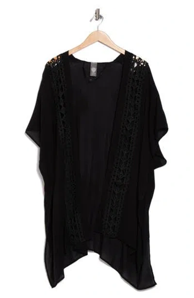 Vince Camuto Lace Inset Topper In Black