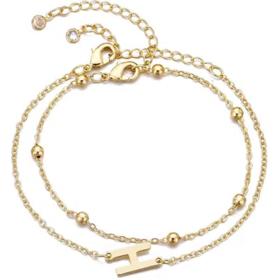 Adornia 2-piece Initial Bead Chain Bracelet Set