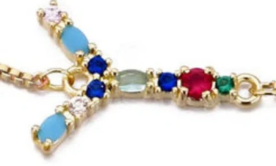 Adornia Mixed Crystal Initial Chain Bracelet
