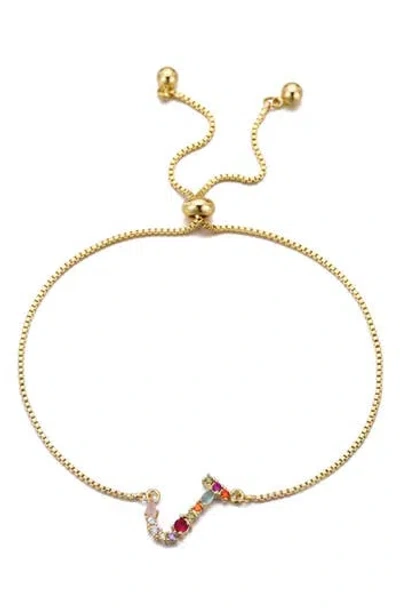 Adornia Mixed Crystal Initial Chain Bracelet