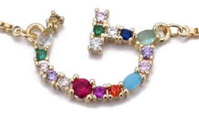 Adornia Mixed Crystal Initial Chain Bracelet