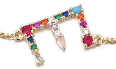 Adornia Mixed Crystal Initial Chain Bracelet