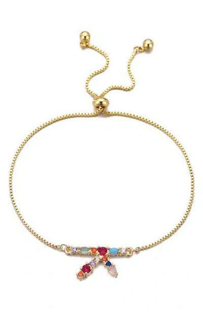 Adornia Mixed Crystal Initial Chain Bracelet