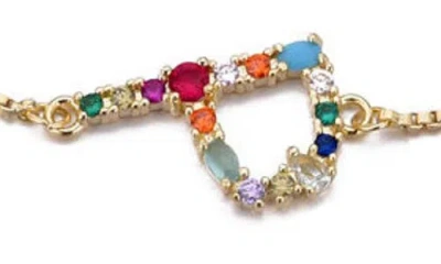 Adornia Mixed Crystal Initial Chain Bracelet