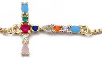 Adornia Mixed Crystal Initial Chain Bracelet