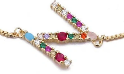 Adornia Mixed Crystal Initial Chain Bracelet
