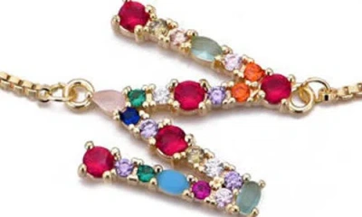 Adornia Mixed Crystal Initial Chain Bracelet